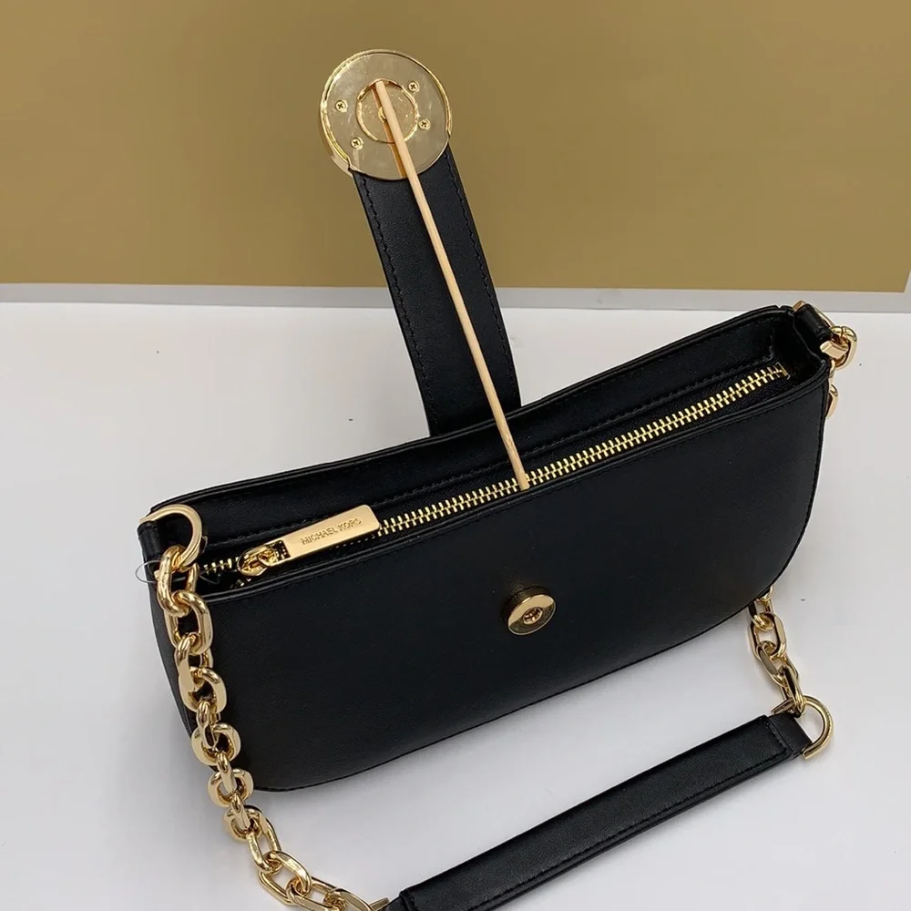 MICHAEL KORS Carmen Small Shoulder Pochette Bag Black NWT